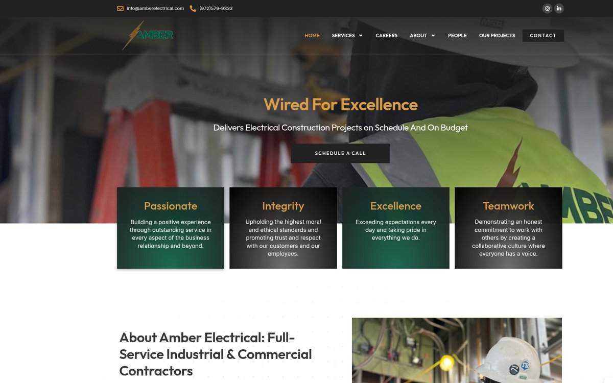 Amber Electrical website on a laptop